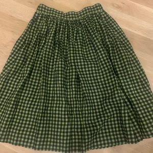 Not perfect linen green black gingham linen skirt size M New